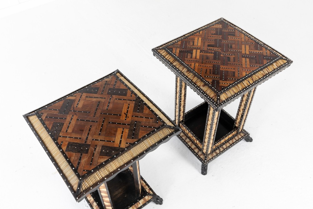 Matched Pair of Late 19th Century Ceylonese Porcupine Occasional Tables