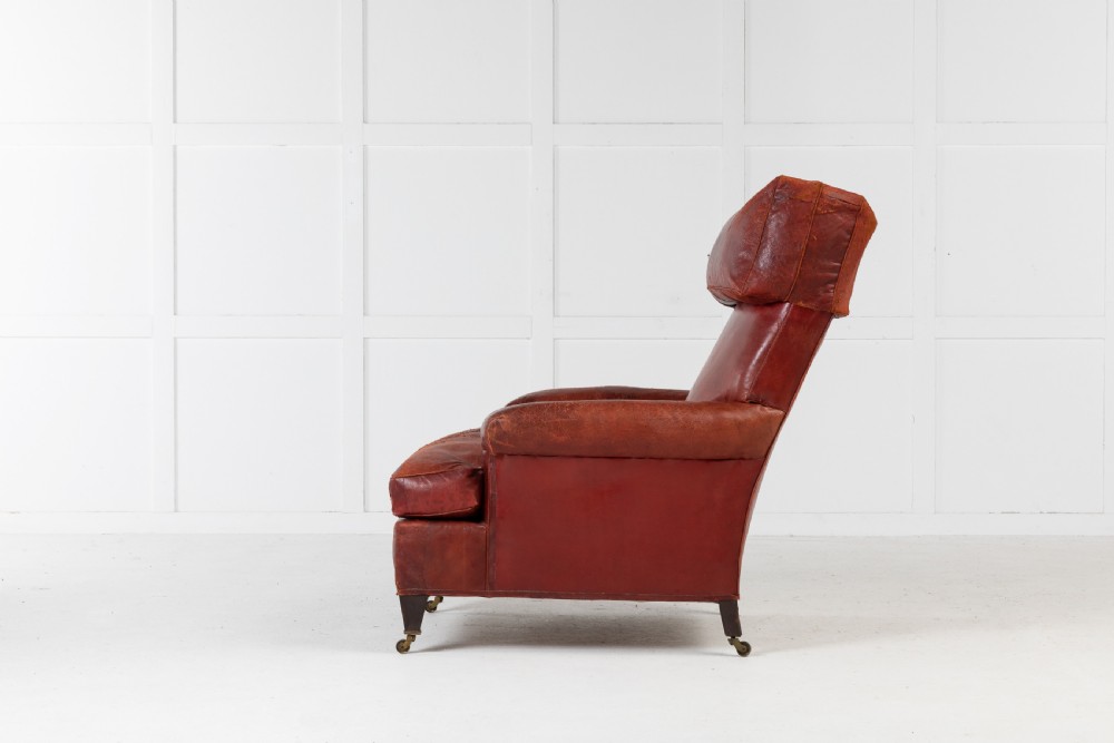 Large Scale 19th Century French Red Leather Armchair View III