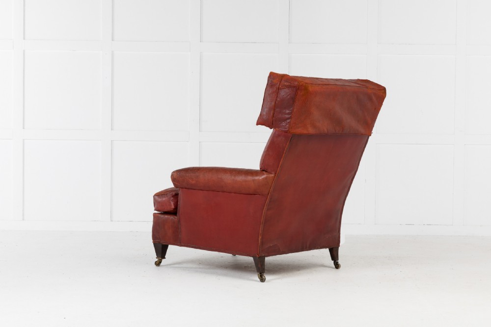 Large Scale 19th Century French Red Leather Armchair View IV