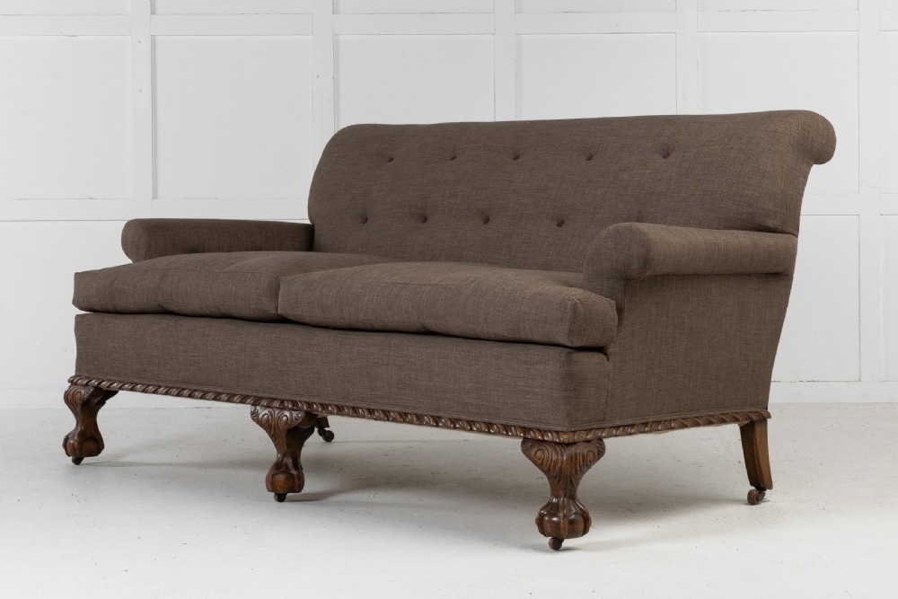 Large 1930s English Mahogany Sofa