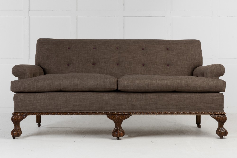 Large 1930s English Mahogany Sofa View II