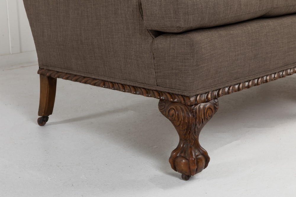 Large 1930s English Mahogany Sofa View V