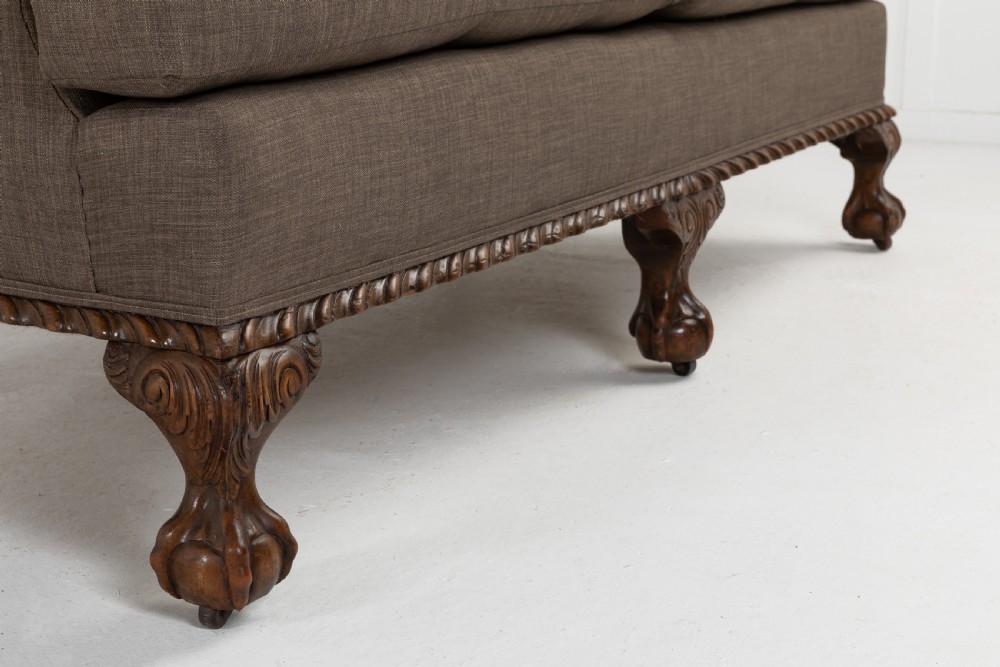 Large 1930s English Mahogany Sofa View VII
