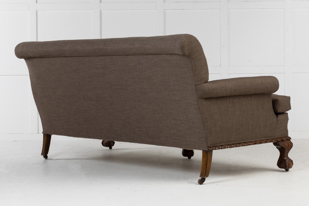 Large 1930s English Mahogany Sofa View VIII