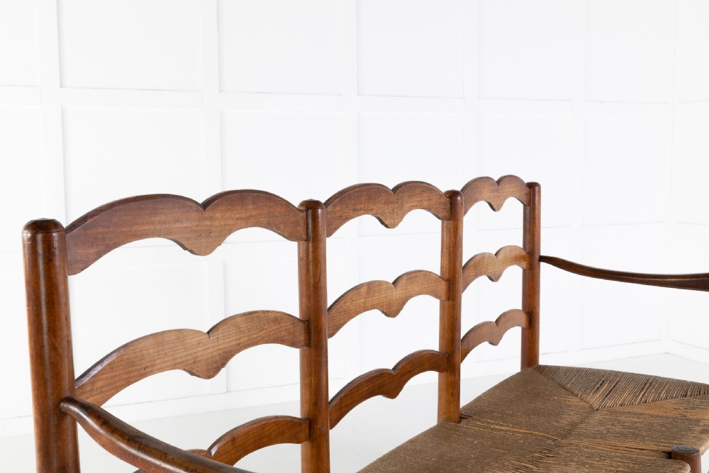 19th Century French Rush Seat Bench View III