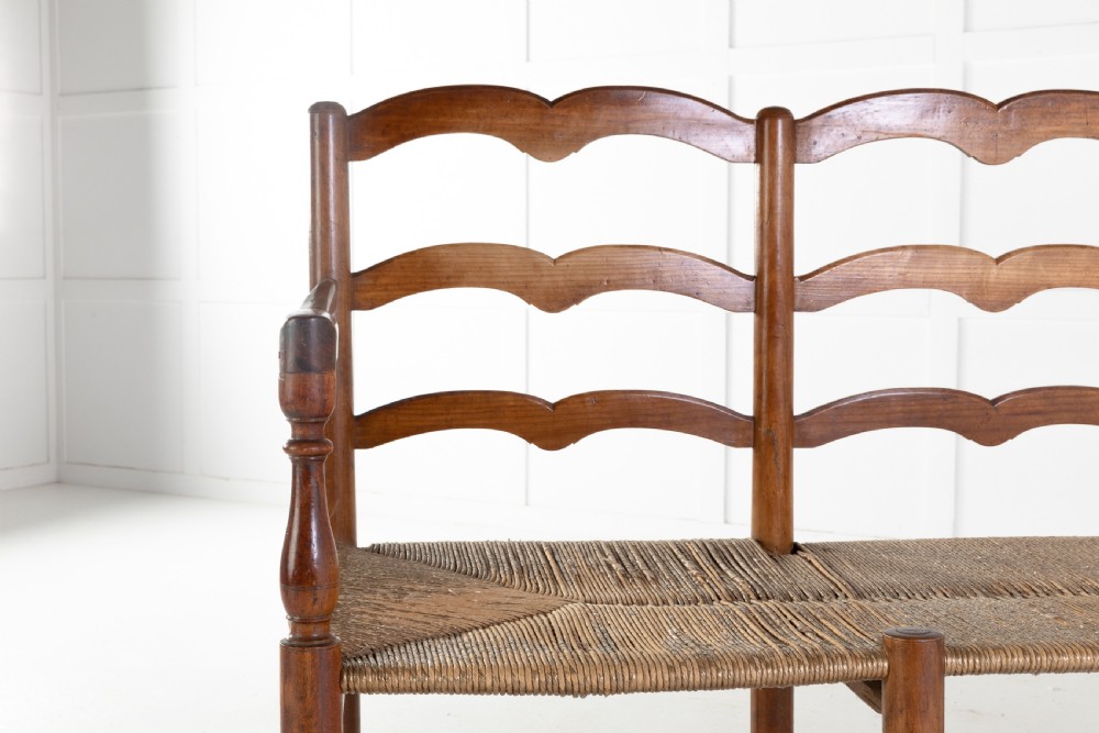 19th Century French Rush Seat Bench View IV