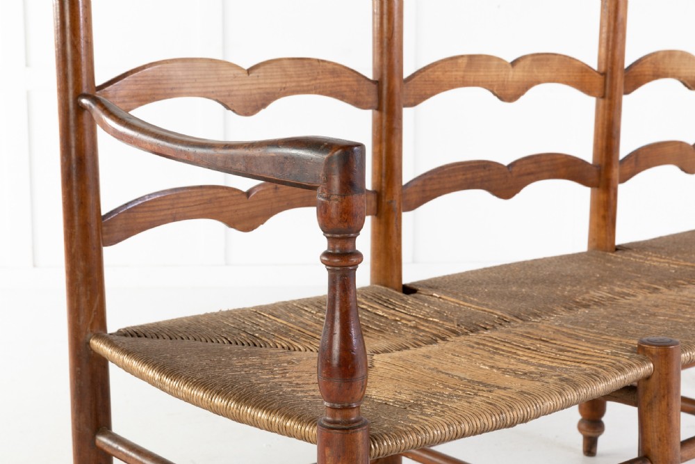 19th Century French Rush Seat Bench View VI