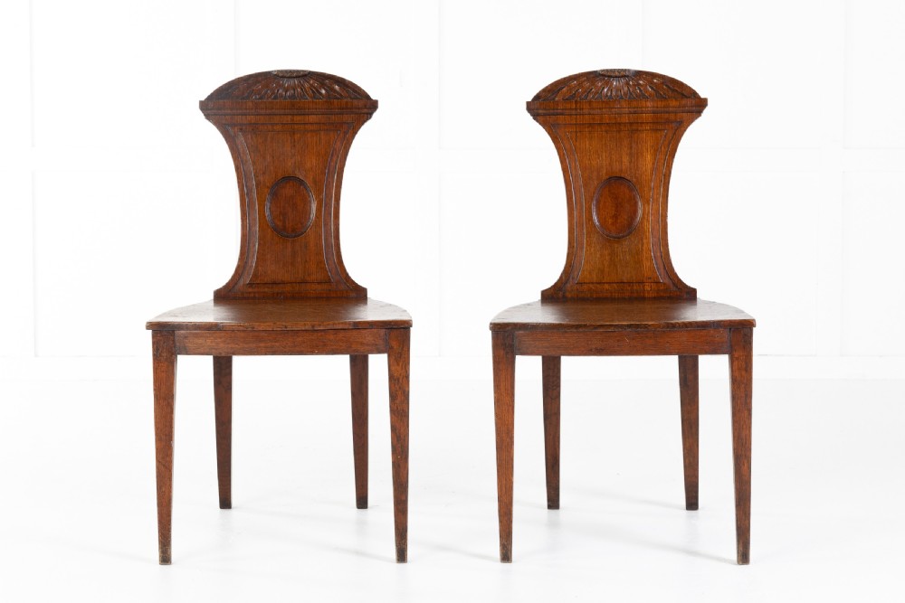 Pair of Regency Oak Hall Chairs