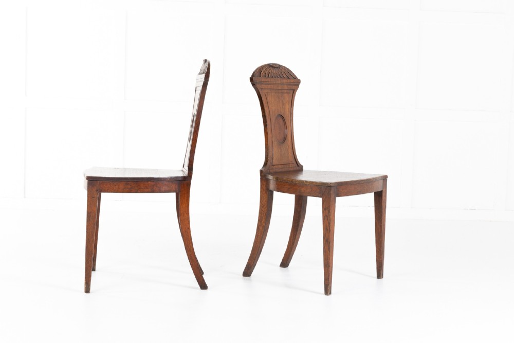 Pair of Regency Oak Hall Chairs View V