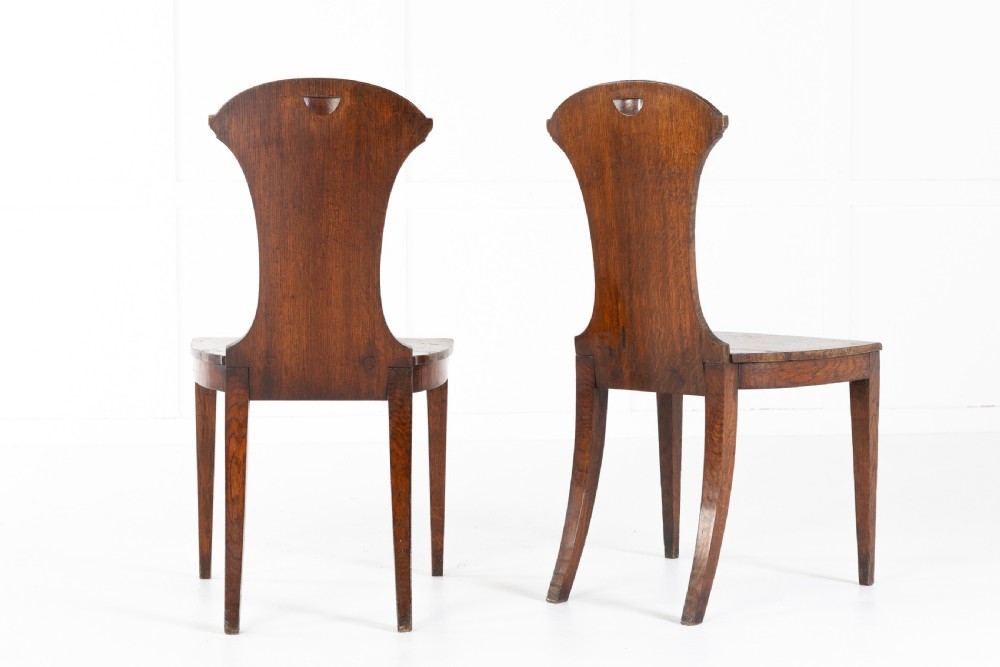 Pair of Regency Oak Hall Chairs View VI