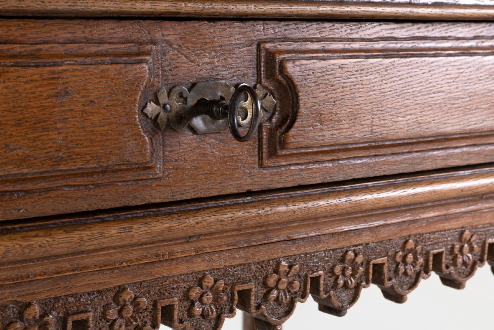 Early 18th Century Belgian Oak Side Table with Marble Top View III
