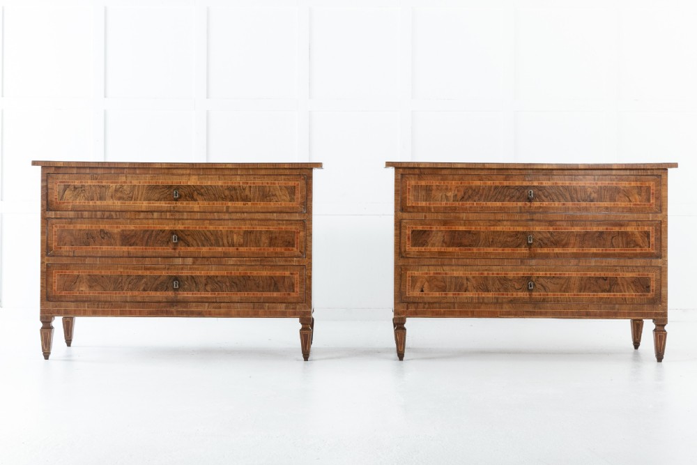 Pair of 18th Century Italian Walnut Commodes