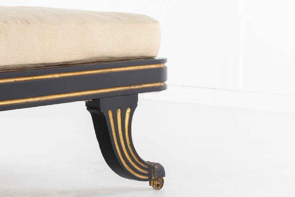 Early 19th Century Regency Ebonised and Gilt Chaise Longue View III