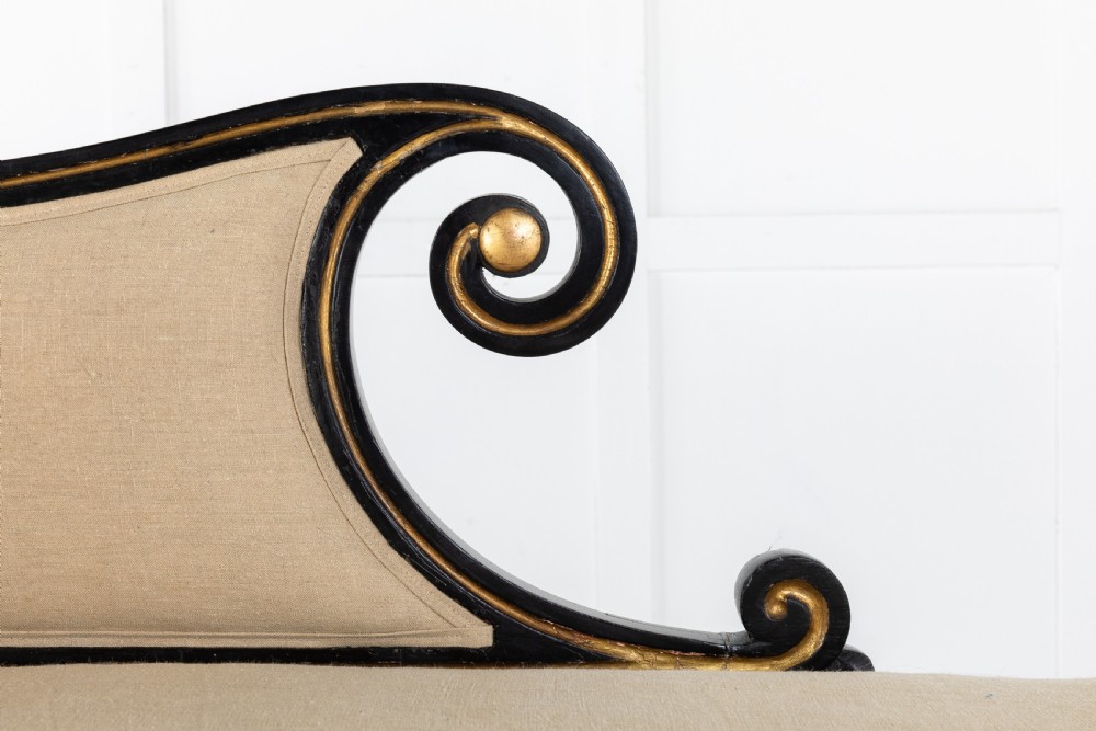 Early 19th Century Regency Ebonised and Gilt Chaise Longue View IV