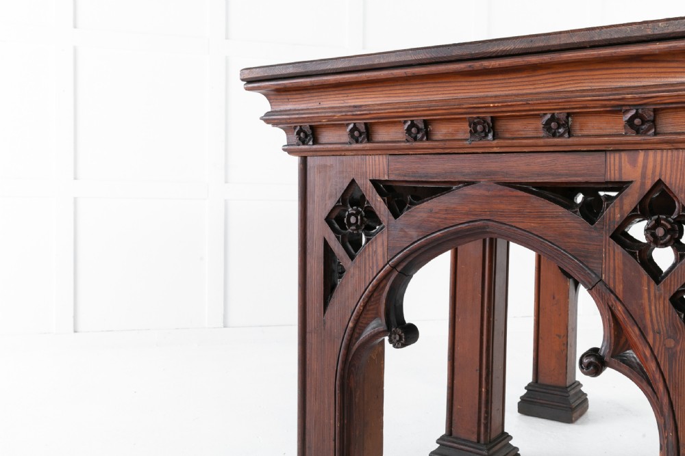 19th Century Victorian Gothic Pine Console Table View II