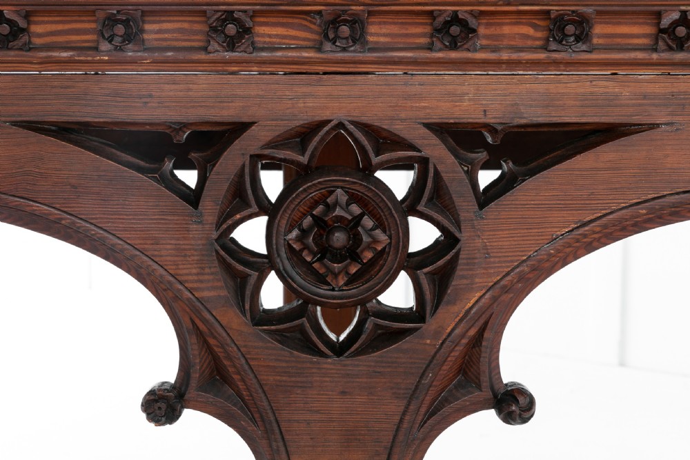 19th Century Victorian Gothic Pine Console Table View III