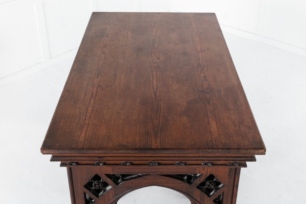 19th Century Victorian Gothic Pine Console Table View IV
