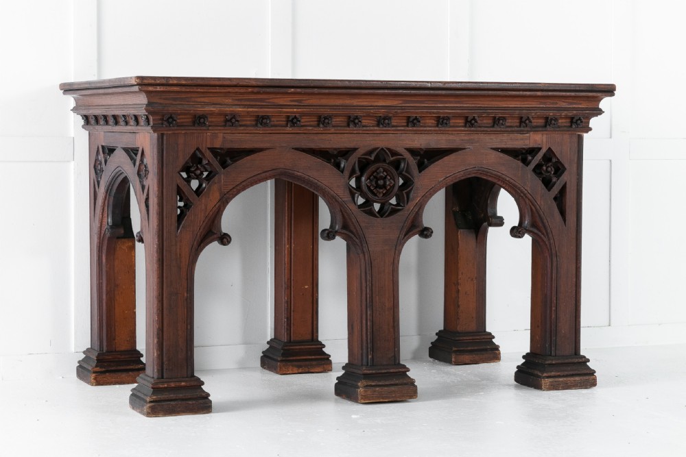 19th Century Victorian Gothic Pine Console Table View VIII