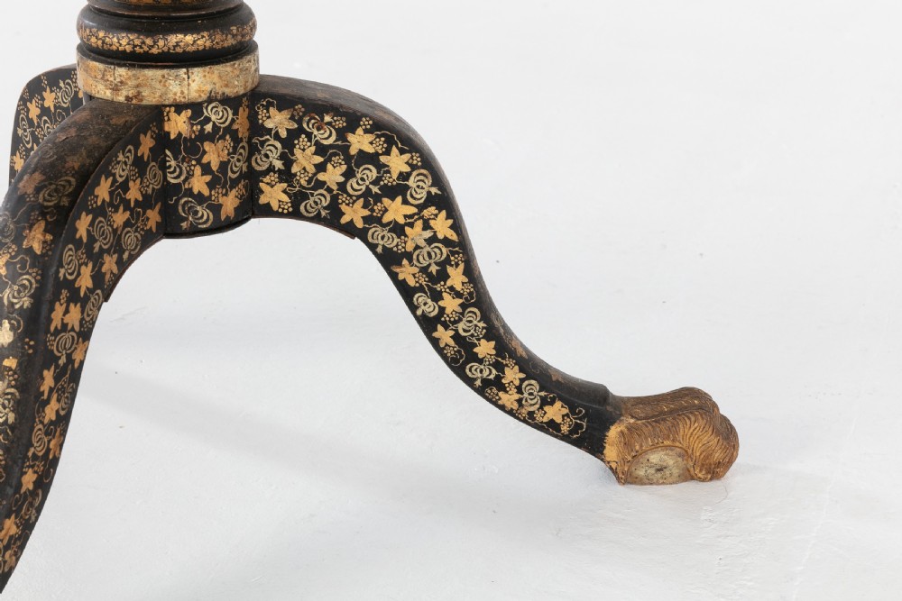 19th Century English Regency Chinese Black Lacquer and Gilt Table View III