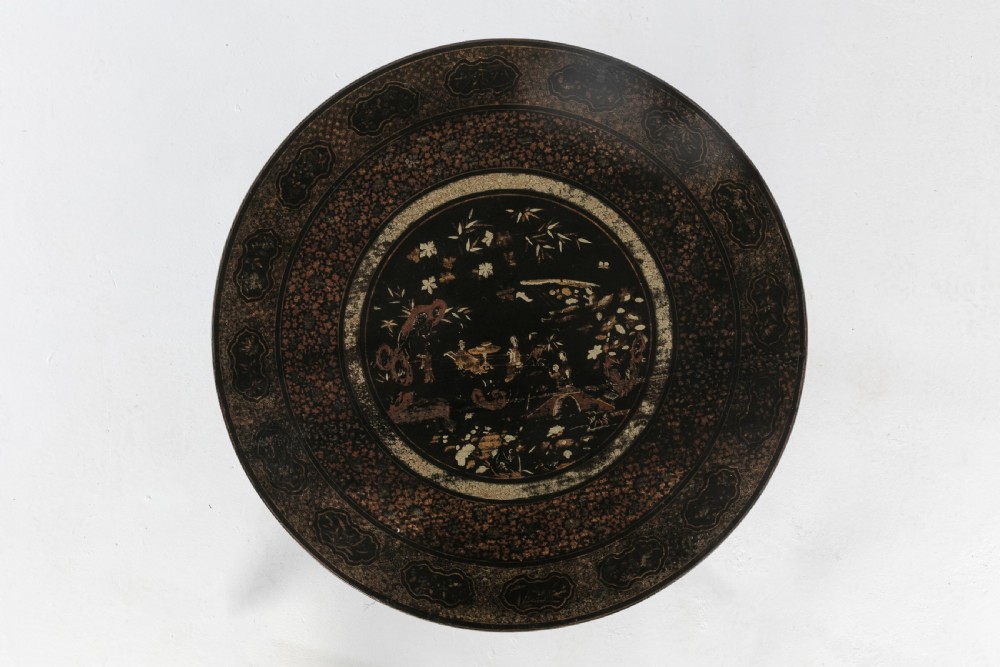 19th Century English Regency Chinese Black Lacquer and Gilt Table View V
