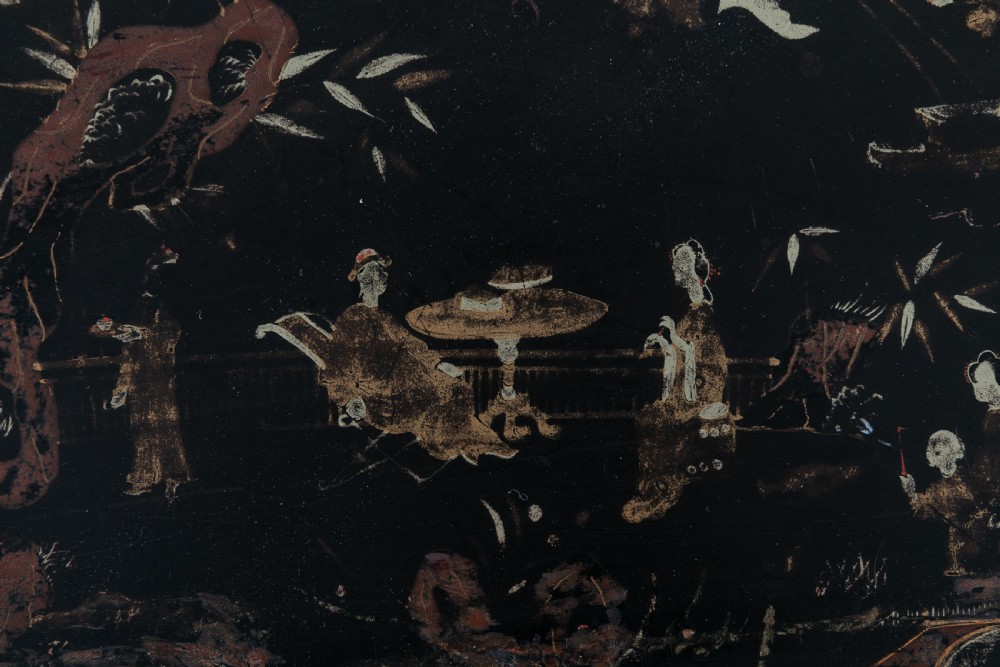 19th Century English Regency Chinese Black Lacquer and Gilt Table View X