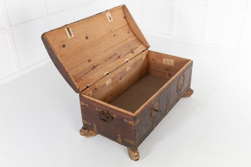 18th Century Leather Bound Spanish Trunk View II