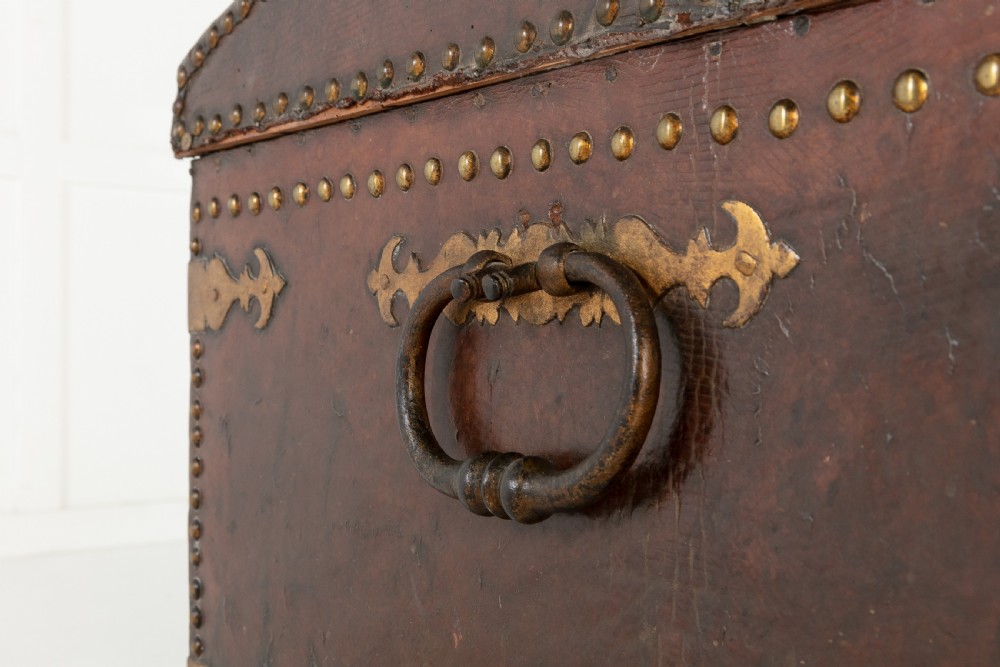 18th Century Leather Bound Spanish Trunk View V