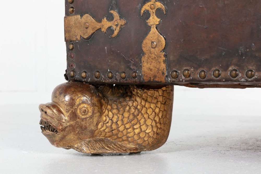18th Century Leather Bound Spanish Trunk View VI