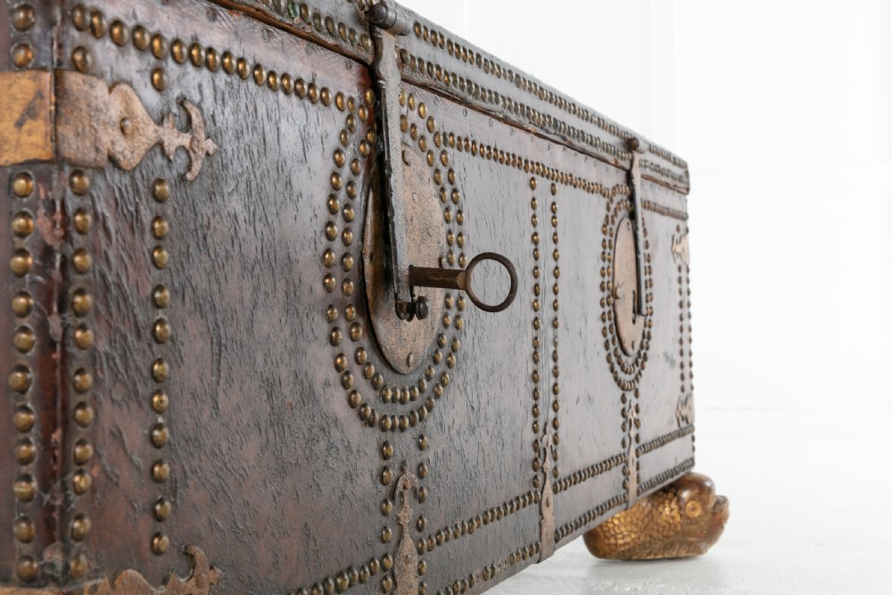 18th Century Leather Bound Spanish Trunk View VII