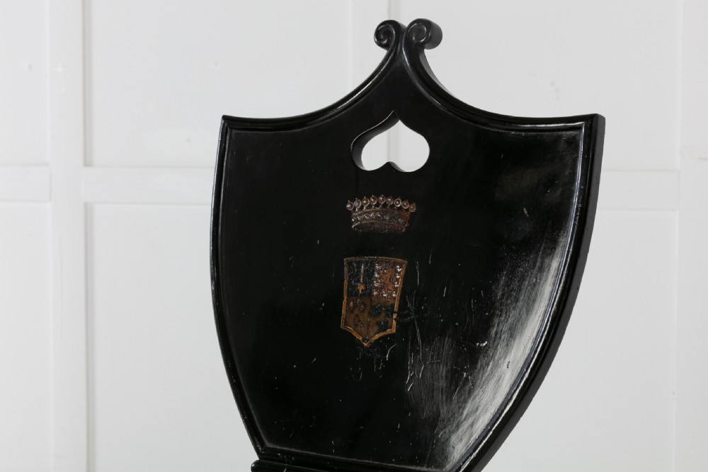 Set of Four 19th Century English Ebonised Hall Chairs View III