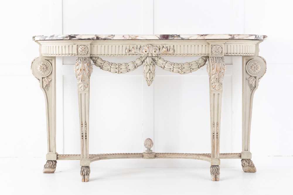 19th Century Painted Console Table with Breccia Marble Top