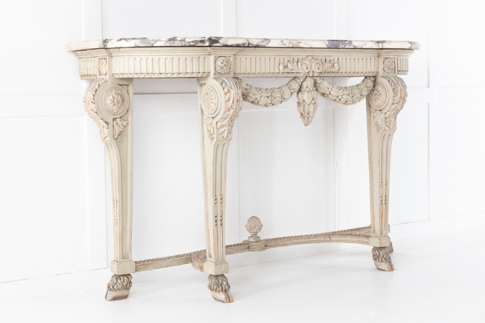 19th Century Painted Console Table with Breccia Marble Top View II