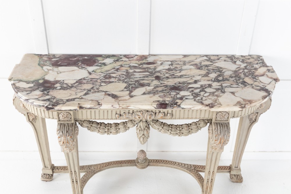 19th Century Painted Console Table with Breccia Marble Top View III