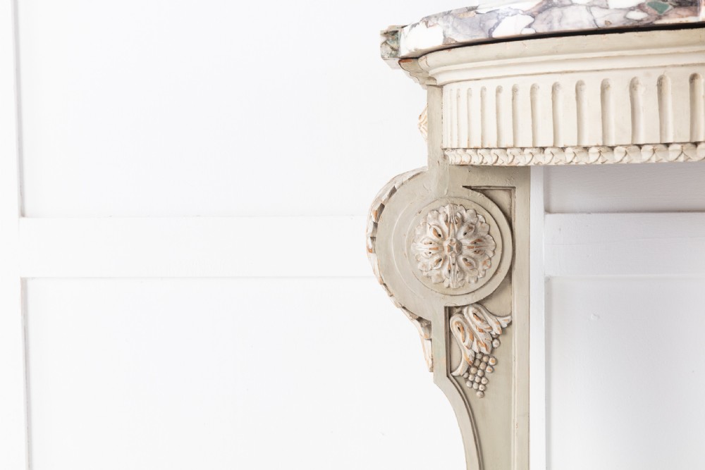 19th Century Painted Console Table with Breccia Marble Top View IV