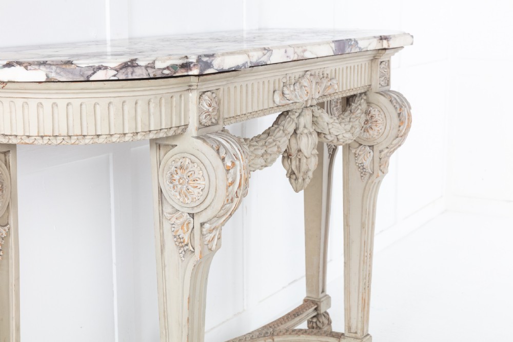 19th Century Painted Console Table with Breccia Marble Top View VI