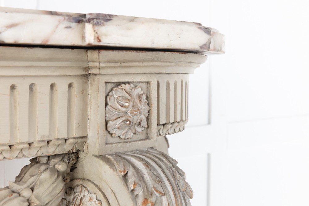 19th Century Painted Console Table with Breccia Marble Top View IX