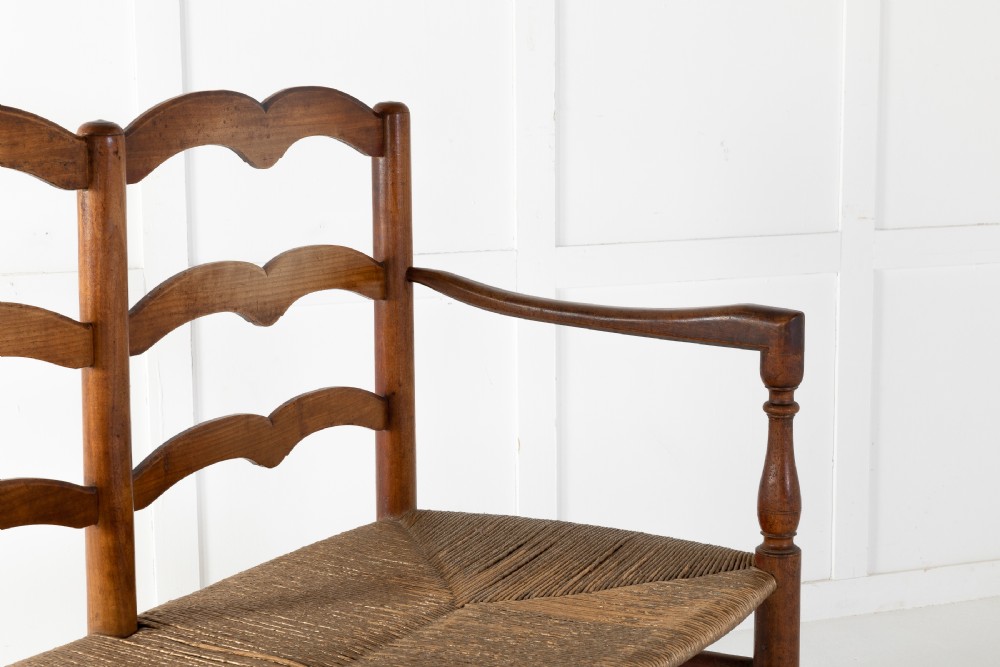 19th Century French Rush Seat Bench View VII