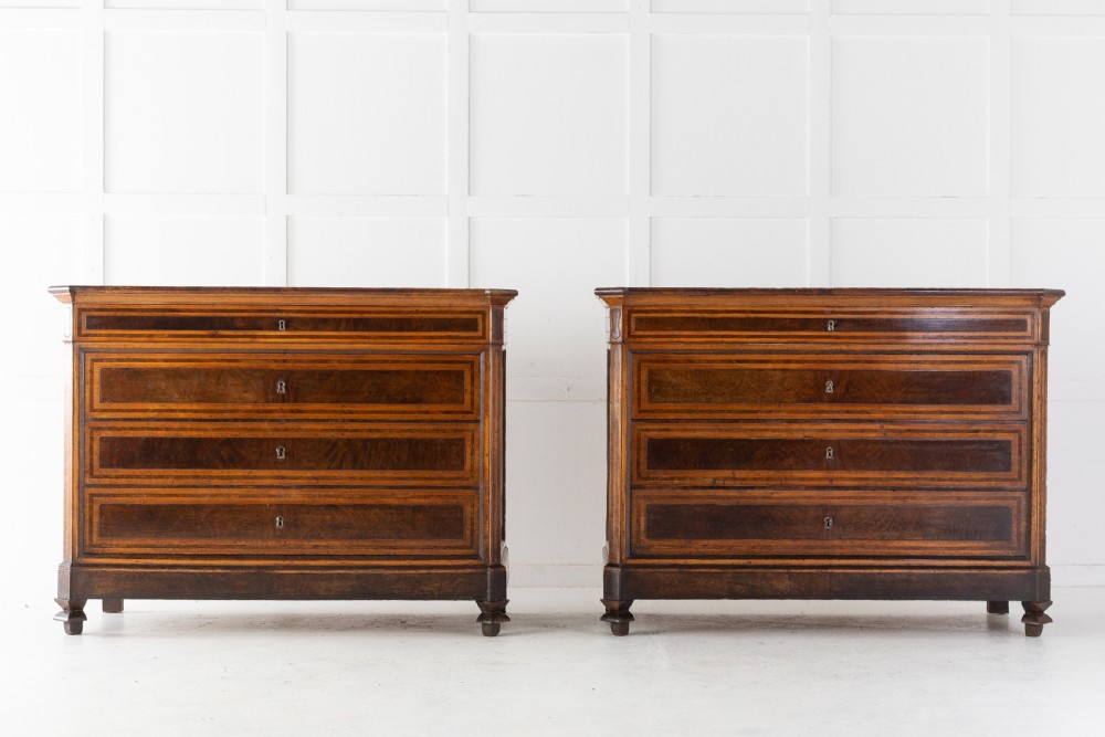 Pair of 18th Century Italian Walnut Commodes