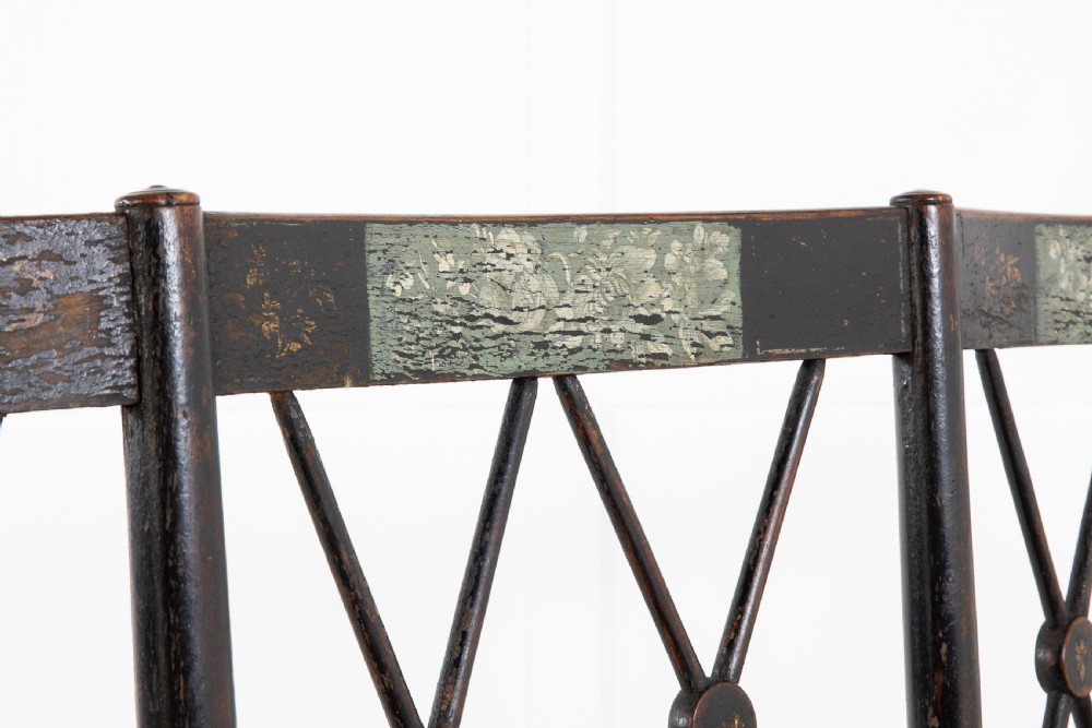 English 19th Century Regency Ebonised Cane Seat Sofa View III