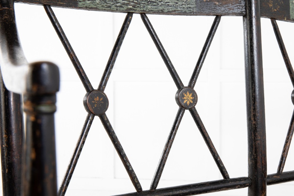 English 19th Century Regency Ebonised Cane Seat Sofa View IV