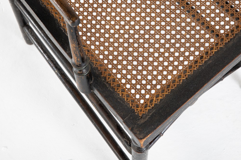 English 19th Century Regency Ebonised Cane Seat Sofa View VI