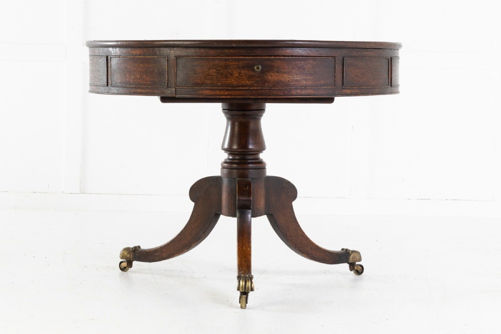 19th Century Regency Oak Drum Table