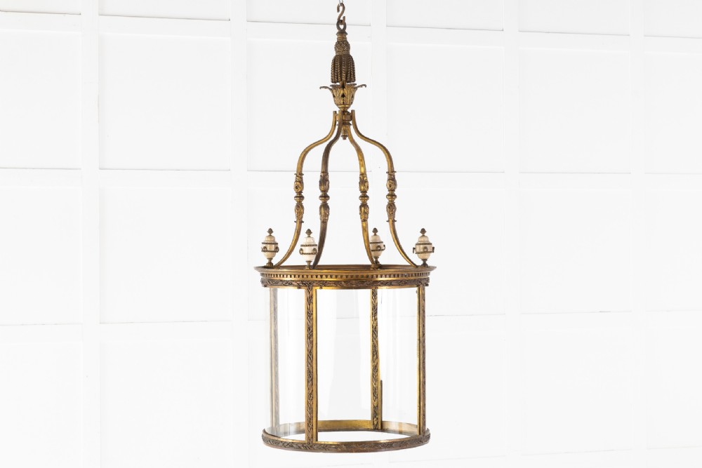 19th Century Gilt Bronze Hall Lantern