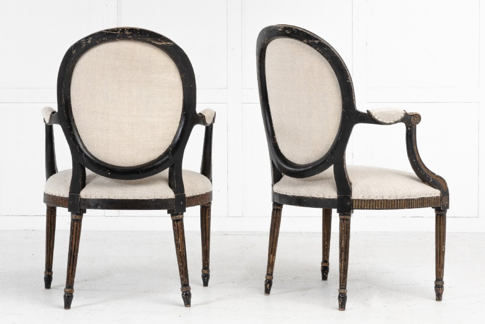 Pair of George III Painted and Gilt Armchairs View II