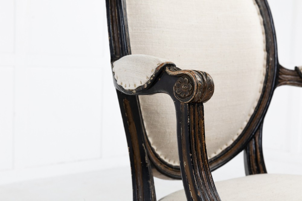 Pair of George III Painted and Gilt Armchairs View V