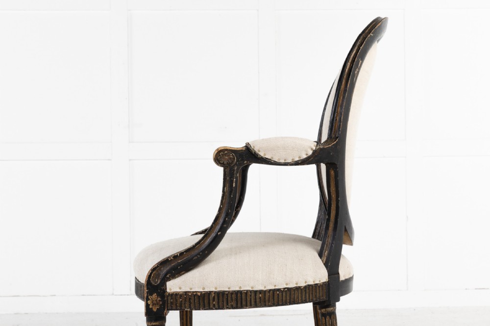 Pair of George III Painted and Gilt Armchairs View X