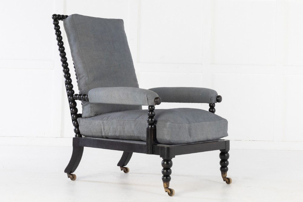 19th Century Ebonised Bobbin Armchair