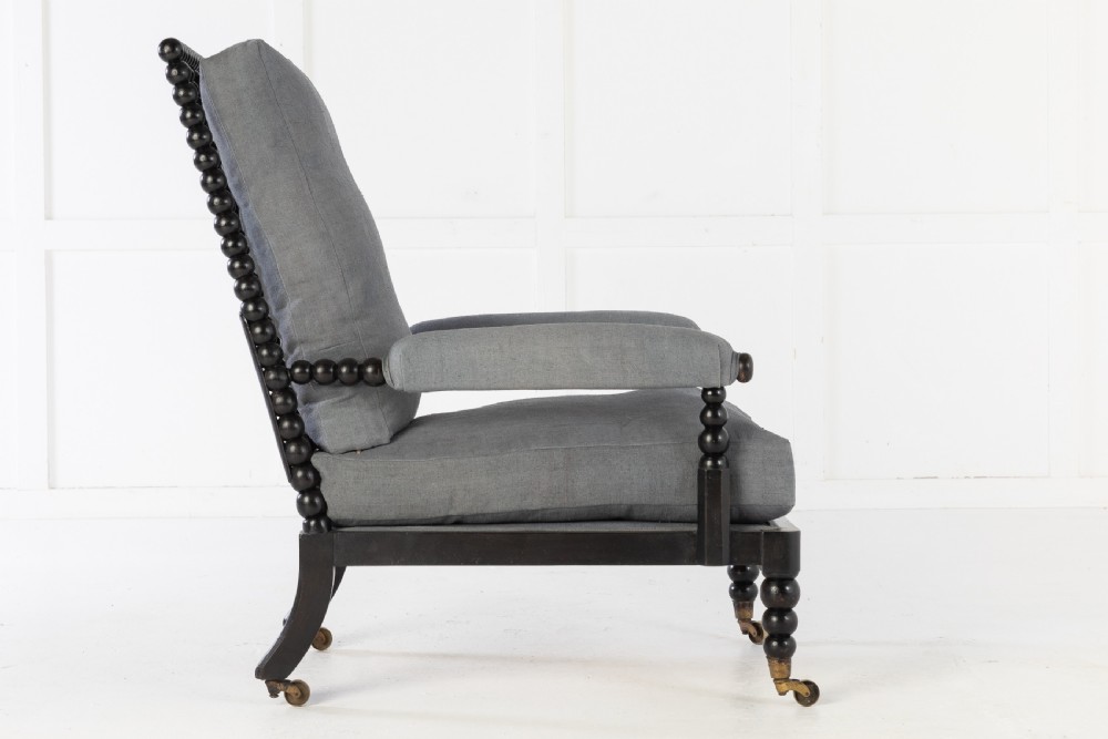 19th Century Ebonised Bobbin Armchair View III