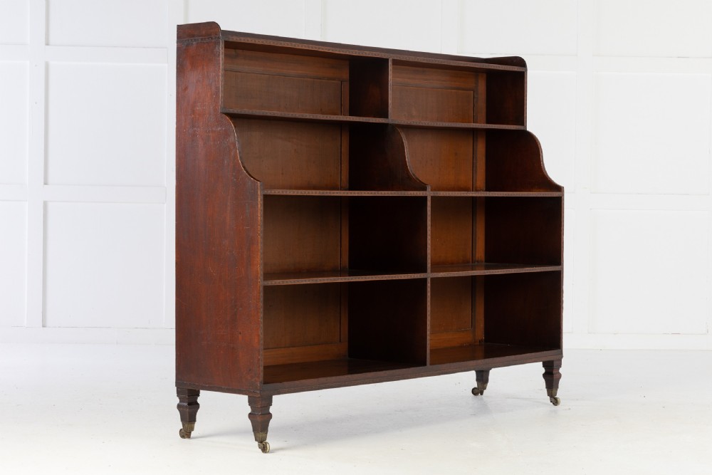 19th Century English Regency Mahogany Waterfall Bookcase