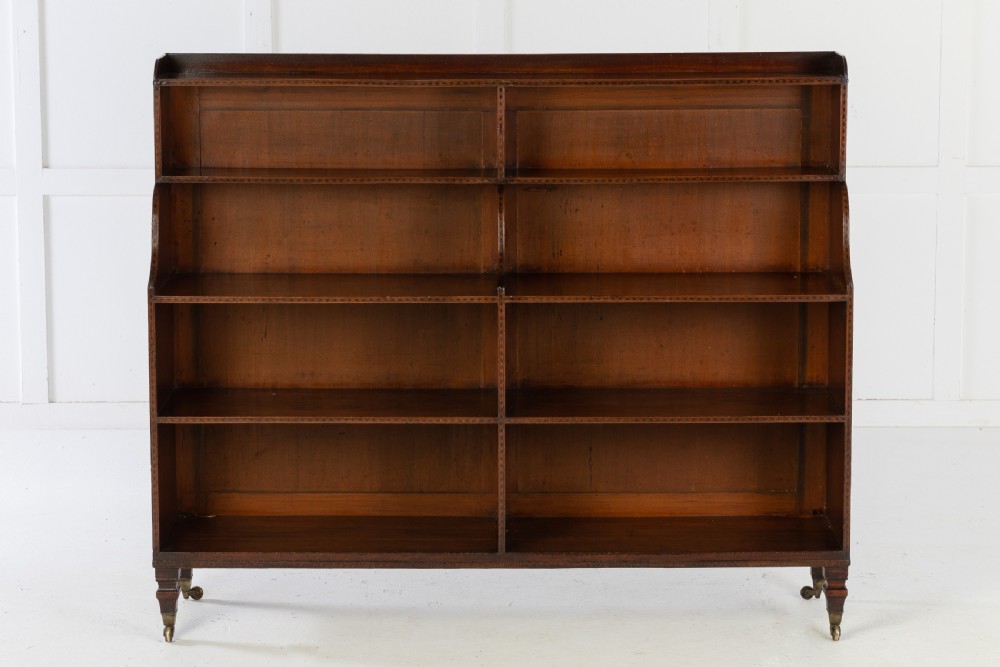 19th Century English Regency Mahogany Waterfall Bookcase View II